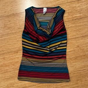 Vintage La Bes USA rainbow striped cowl neck sleeveless going out top